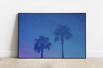 Print of a reflection of palm trees in a pool