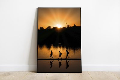 Print of a sunset with silhouettes in Pushkar, India